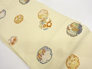 雪輪に菊・桐・藤模様織出し名古屋帯